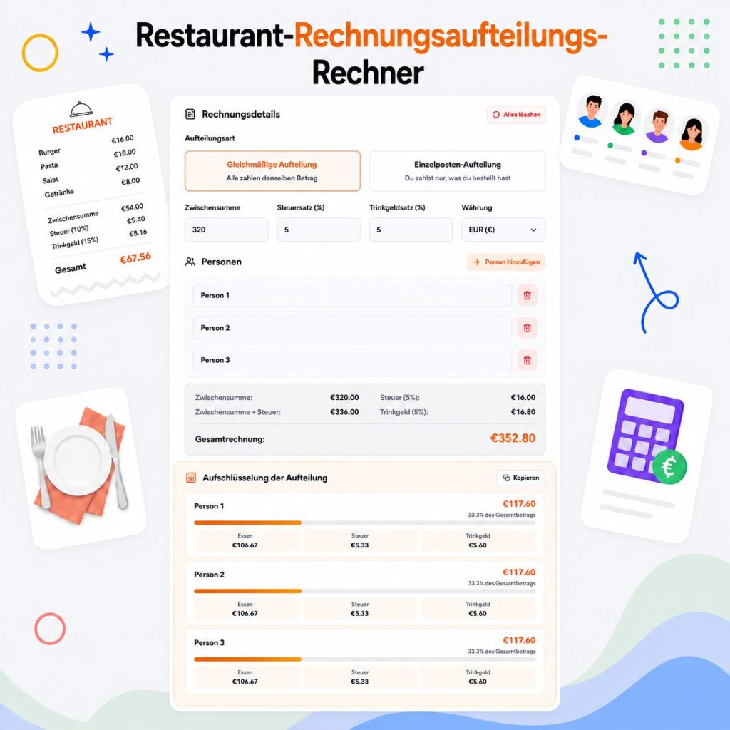 Restaurant-Rechnungsaufteilungs-Rechner