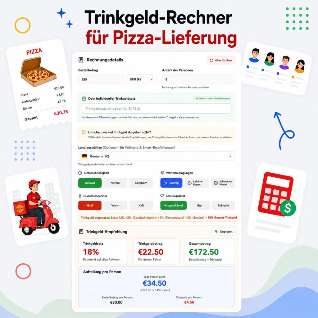 Trinkgeld-Rechner für Pizza-Lieferung
